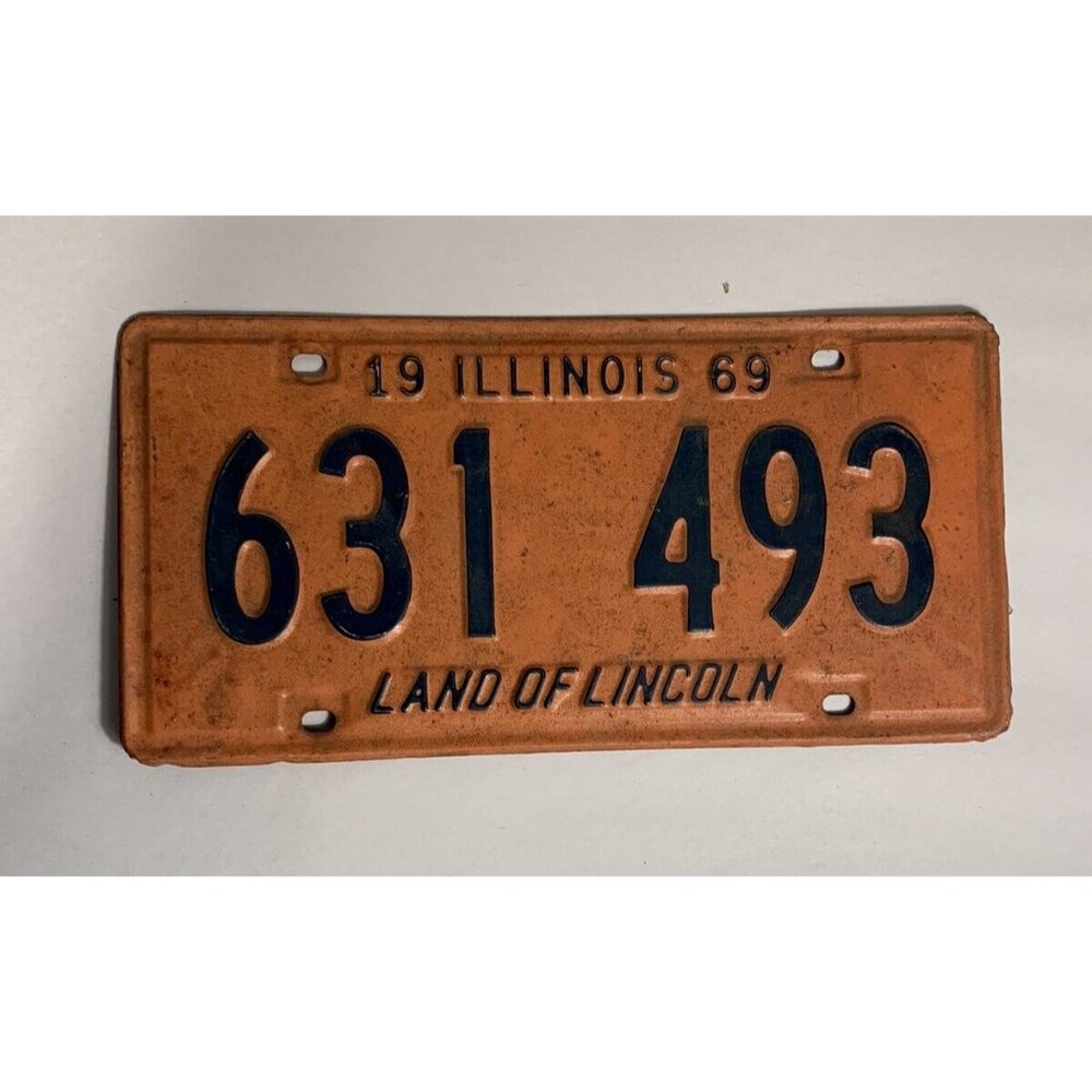 Vintage 1969 Illinois License Plate Land of Lincoln 631 493 Expired